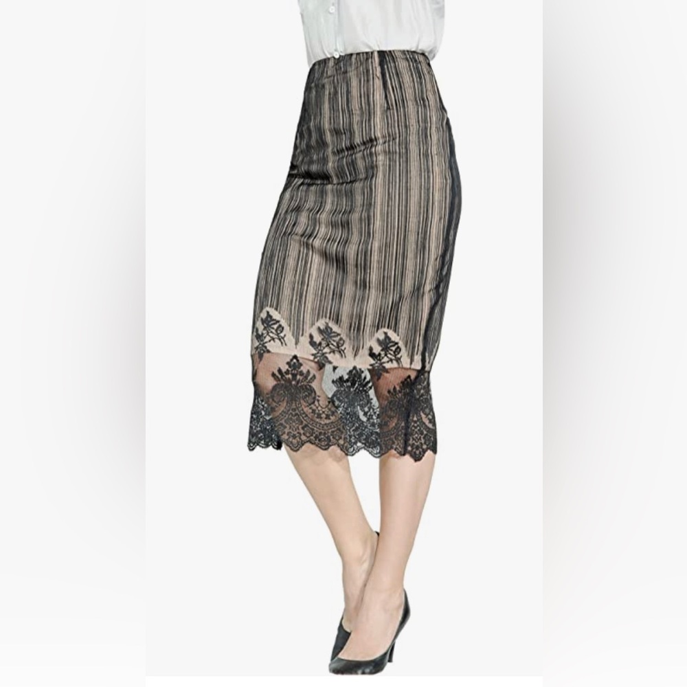 Black lace midi skirt